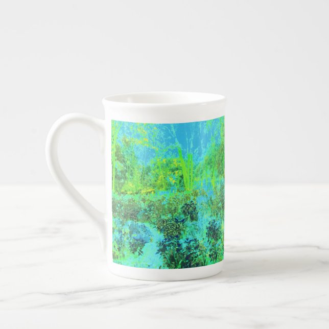 Trippy Lime Green and Blue Garden Ligcape Benporslin Mugg (Vänster)
