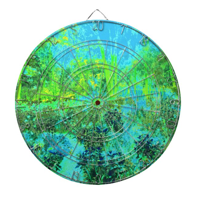 Trippy Lime Green and Blue Garden Ligcape Darttavla (Framsidan)