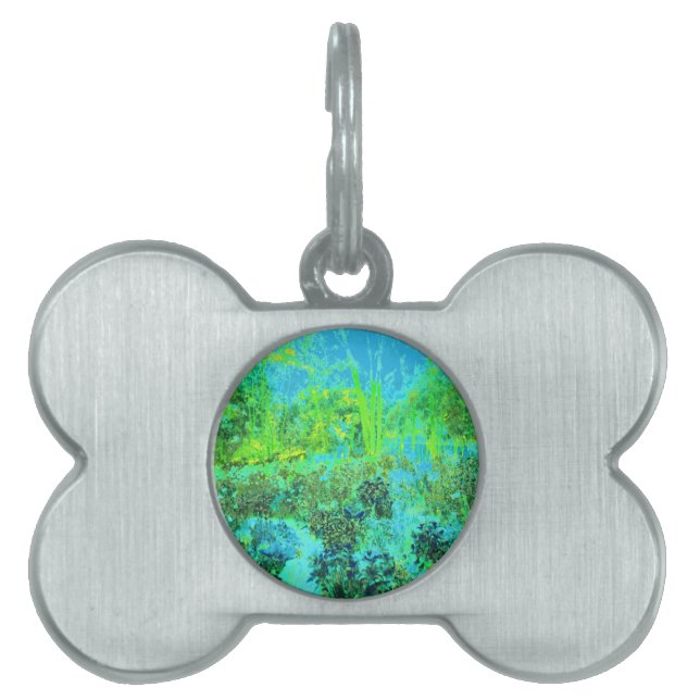 Trippy Lime Green and Blue Garden Ligcape ID-bricka Husdjur (Framsidan)