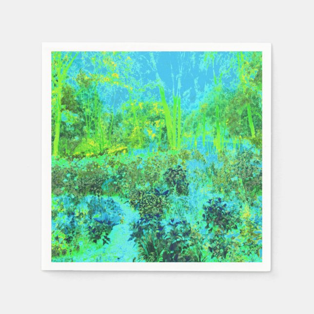 Trippy Lime Green and Blue Garden Ligcape Pappersservett (Framsidan)