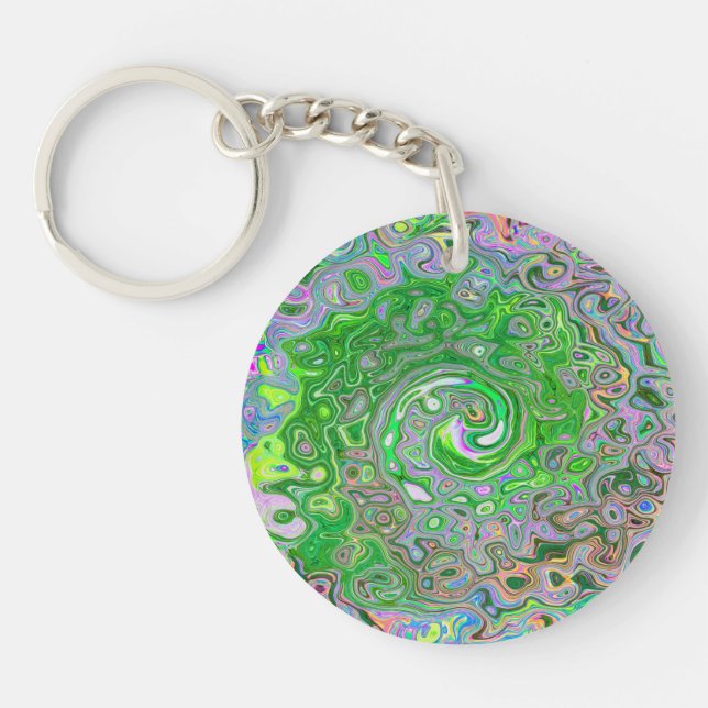 Trippy Lime Green and Rosa Abstrakt Retro Swirl (Framsidan)