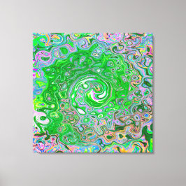 Trippy Lime Green and Rosa Abstrakt Retro Swirl Canvastryck