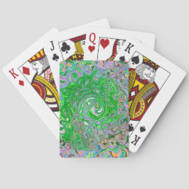 Trippy Lime Green and Rosa Abstrakt Retro Swirl Casinokort