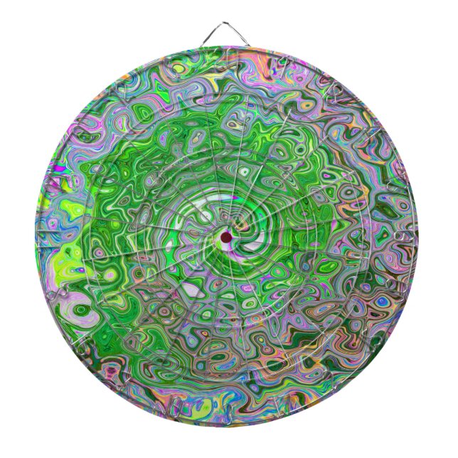 Trippy Lime Green and Rosa Abstrakt Retro Swirl Darttavla (Framsidan)