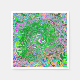 Trippy Lime Green and Rosa Abstrakt Retro Swirl Pappersservett