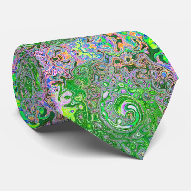 Trippy Lime Green and Rosa Abstrakt Retro Swirl Slips (Rullad)