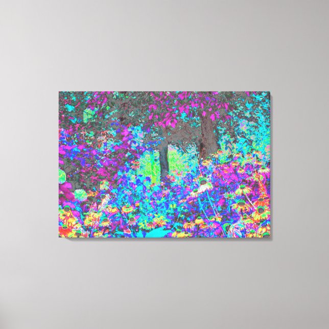 Trippy Lime Green och Lila Garden Sunrise Canvastryck (Framsida)