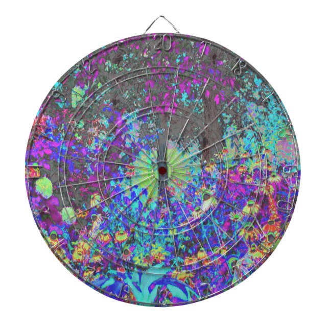 Trippy Lime Green och Lila Garden Sunrise Darttavla (Framsidan)
