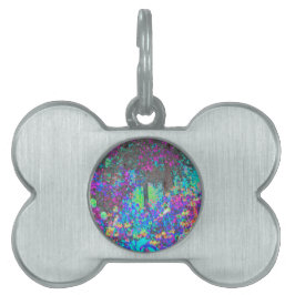 Trippy Lime Green och Lila Garden Sunrise ID-bricka Husdjur