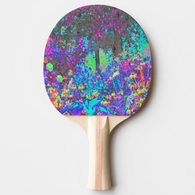 Trippy Lime Green och Lila Garden Sunrise Pingisracket (Framsidan)