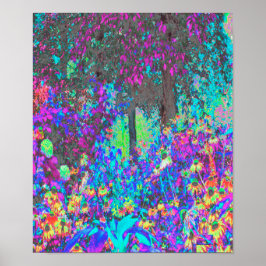 Trippy Lime Green och Lila Garden Sunrise Poster