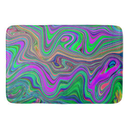Trippy Lime Green och Lila Vågar Färg Badrumsmatta