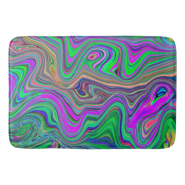 Trippy Lime Green och Lila Vågar Färg Badrumsmatta (Framsidan)
