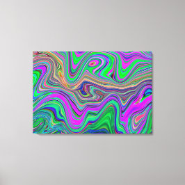 Trippy Lime Green och Lila Vågar Färg Canvastryck