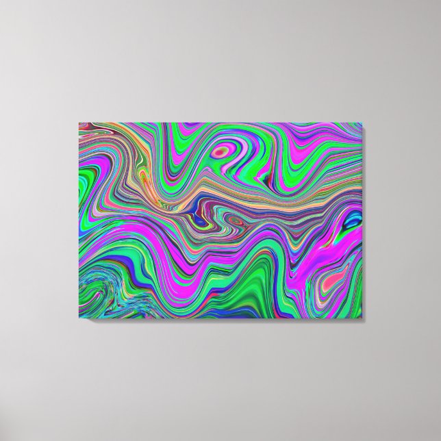 Trippy Lime Green och Lila Vågar Färg Canvastryck (Framsida)