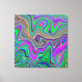 Trippy Lime Green och Lila Vågar Färg Canvastryck