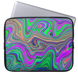 Trippy Lime Green och Lila Vågar Färg Laptop Fodral
