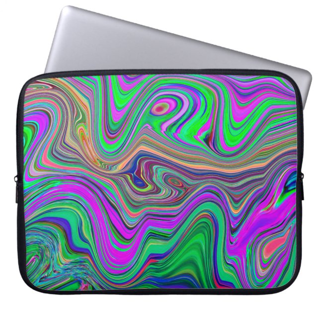 Trippy Lime Green och Lila Vågar Färg Laptop Fodral (Framsidan)