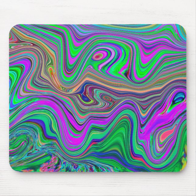 Trippy Lime Green och Lila Vågar Färg Musmatta (Framsidan)