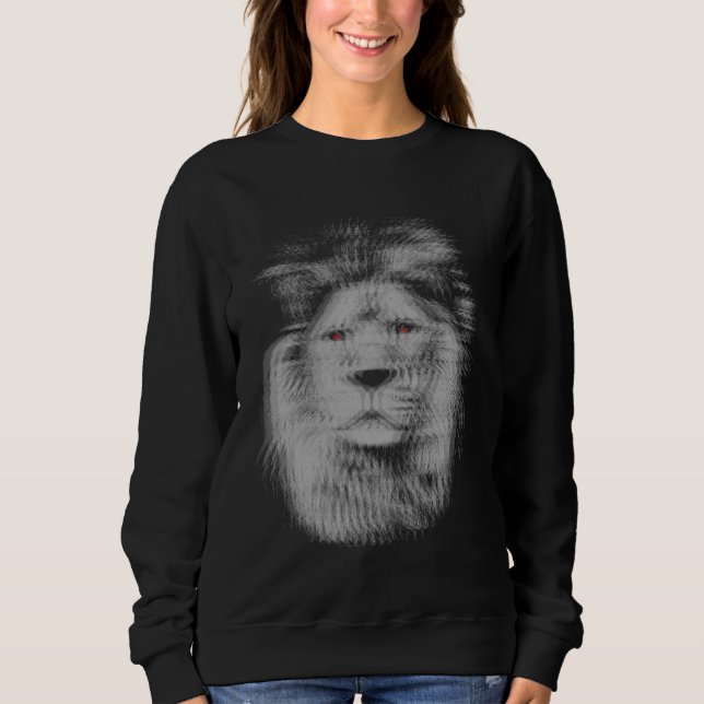 Trippy lion with red eyes EDM raves techno music f T Shirt (Framsida)
