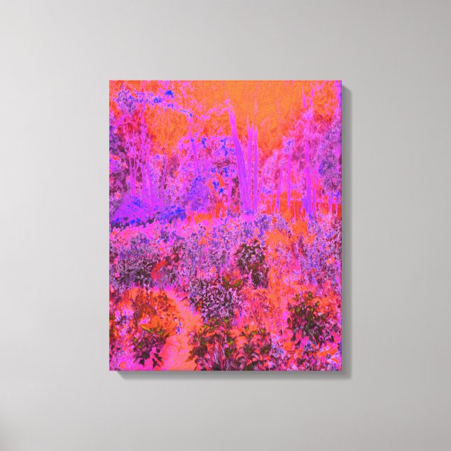 Trippy Magenta and Orange Impressionistic Garden Canvastryck (Framsida)