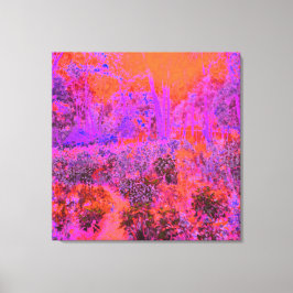 Trippy Magenta and Orange Impressionistic Garden Canvastryck