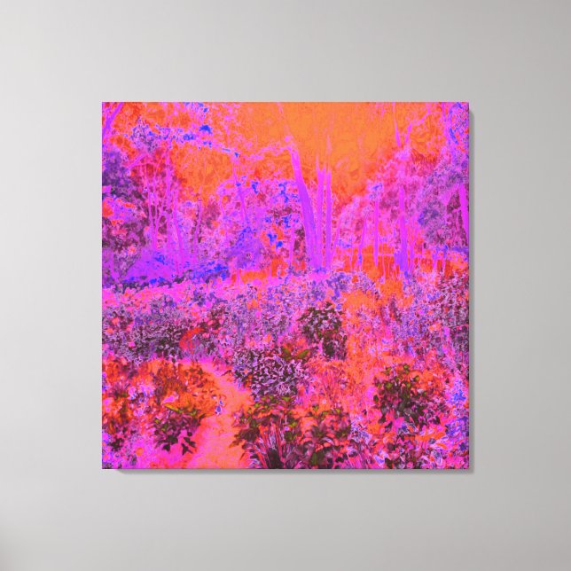 Trippy Magenta and Orange Impressionistic Garden Canvastryck (Framsida)