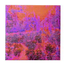 Trippy Magenta and Orange Impressionistic Garden