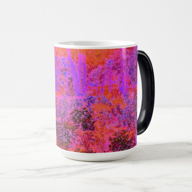 Trippy Magenta and Orange Impressionistic Garden Magisk Mugg (Framsida höger)