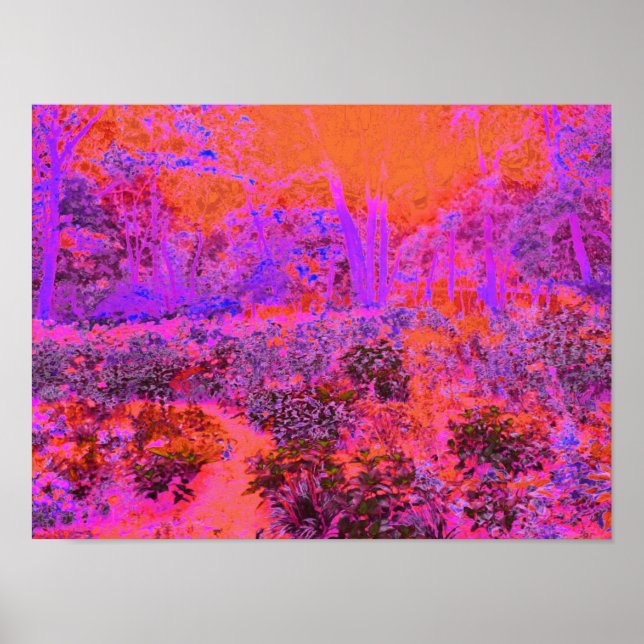 Trippy Magenta and Orange Impressionistic Garden Poster (Framsidan)
