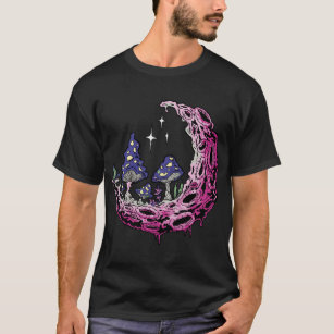 Trippy Måne och Mushrums Manar Basic Mörk T-Shirt