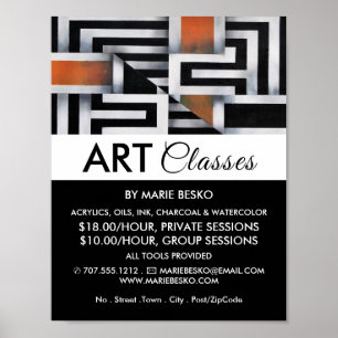 Trippy Maze Mönster, Art Class Advertising Poster