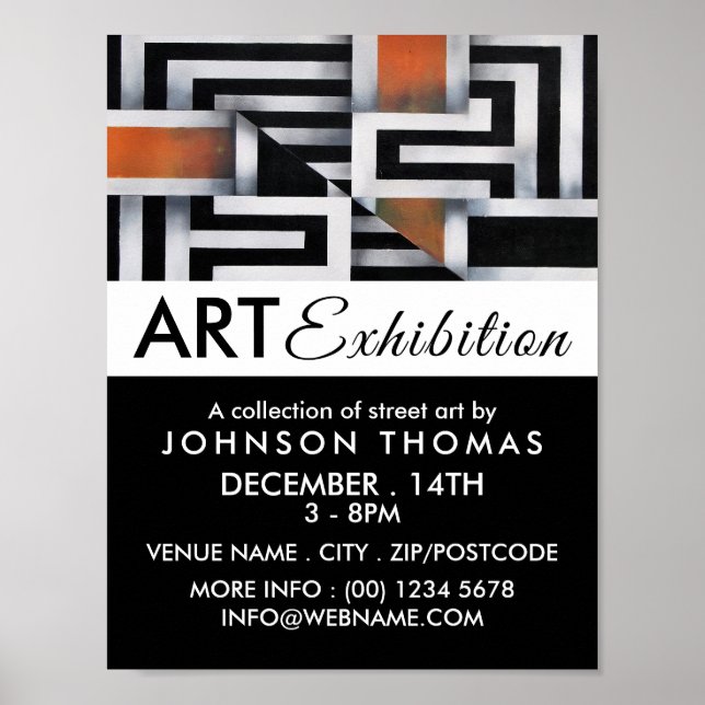 Trippy Maze Mönster, Artist Exhibition Reklam Poster (Framsidan)