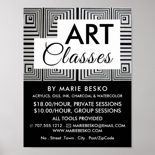 Trippy Maze Squares, Art Teacher, Art Classes Poster (Framsidan)
