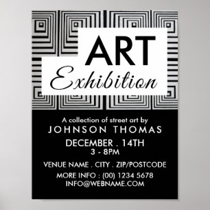 Trippy Maze Squares, Artist Exhibition Advertising Poster