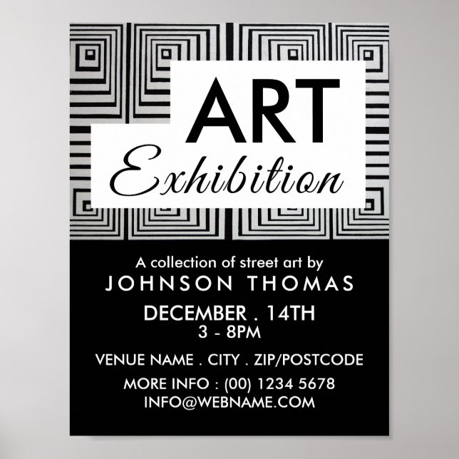 Trippy Maze Squares, Artist Exhibition Advertising Poster (Framsidan)