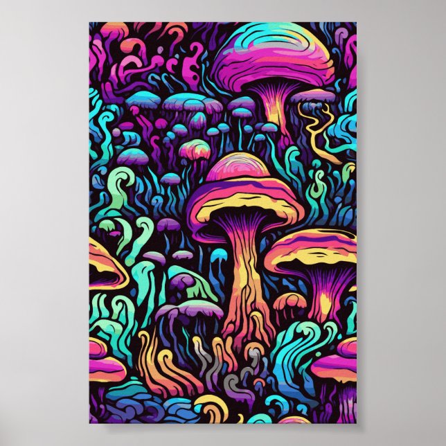 Trippy Mushroom Art Painting Poster (Framsidan)