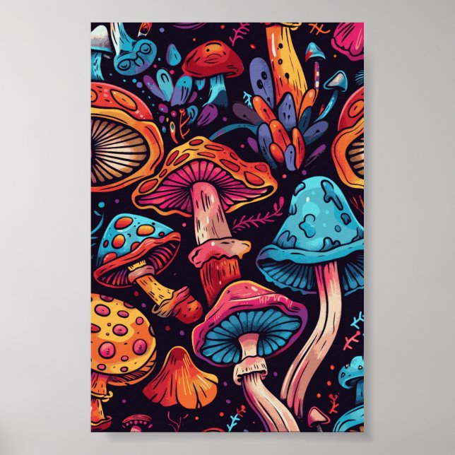 Trippy Mushroom Art Painting Poster (Framsidan)