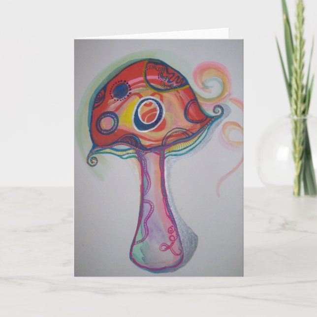Trippy Mushroom Card - Hippie Blank Notecard Kort (Framsida)