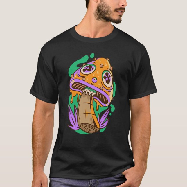 trippy mushroom fungi t shirt (Framsida)
