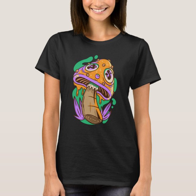 trippy mushroom fungi t shirt (Framsida)