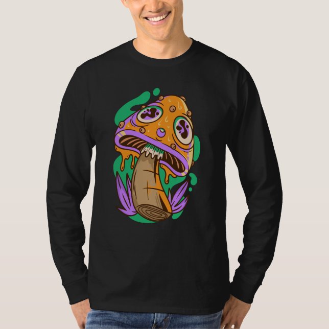 trippy mushroom fungi t shirt (Framsida)