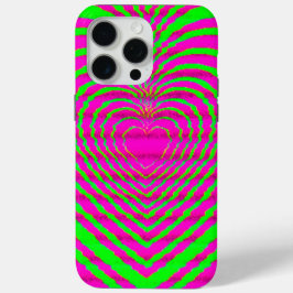 Trippy Neon Rosa Grönt Hypnotic Heart Kärlek Mönst