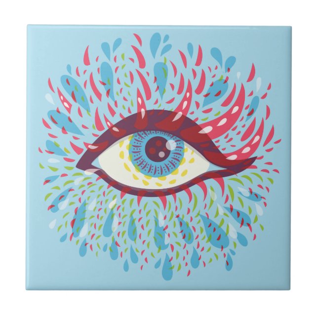 Trippy Öga Psychedelic Art Kakelplatta (Framsidan)