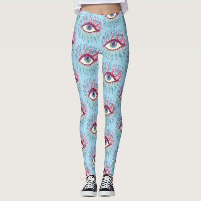 Trippy Öga Psychedelic Art Leggings (Framsida)