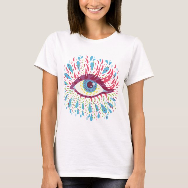 Trippy Öga Psychedelic Art Tee Shirt (Framsida)