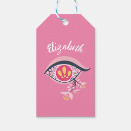 Trippy Öga Rosa Blommigt Psychedelic Namn Presentetikett