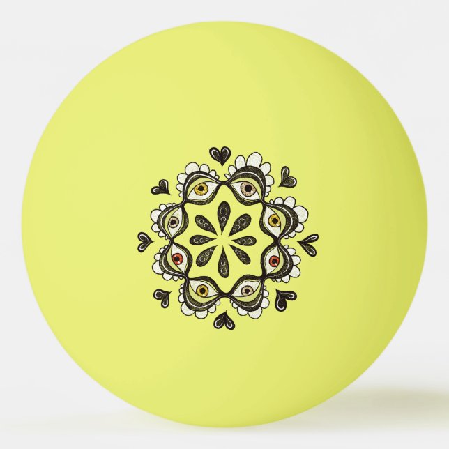 Trippy Ögon med Hearts Boho Gothic Weirdcore Art Pingisboll (Framsidan)