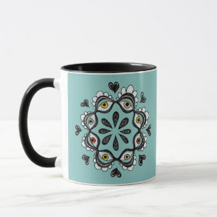 Trippy Ögon med Hearts Surreal Art - Bläck Tecknin Mugg