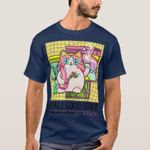 Trippy Ogräs Kattunge CBD Glitch Pastel Bong Joint T Shirt
